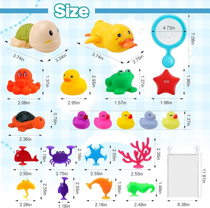 Baby Bath Toys for Kids,Water Toys for Babies and Toddlers,Ocean Animal Bath Toys for Bathtub Shower Beach Pool Water Table, Boys Girls Birthday for 3 4 5 Years Old (22PCS)