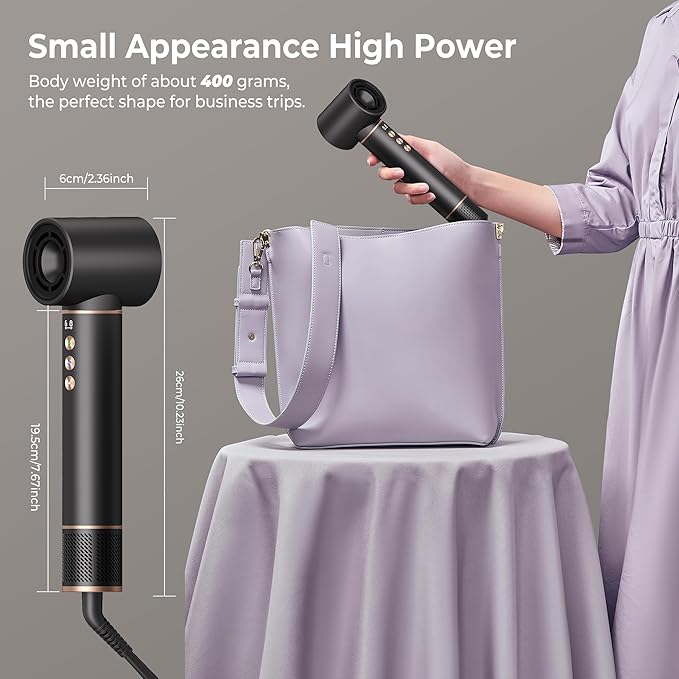 Hair Dryer Brush 5 in 1 Autowrap Hot Air Hair Styler with High-Speed Aluminum Alloy Blow Dryer Brush Volumizing, Straightening & Fast Drying with Negative Ion, No Heat Damage, Black