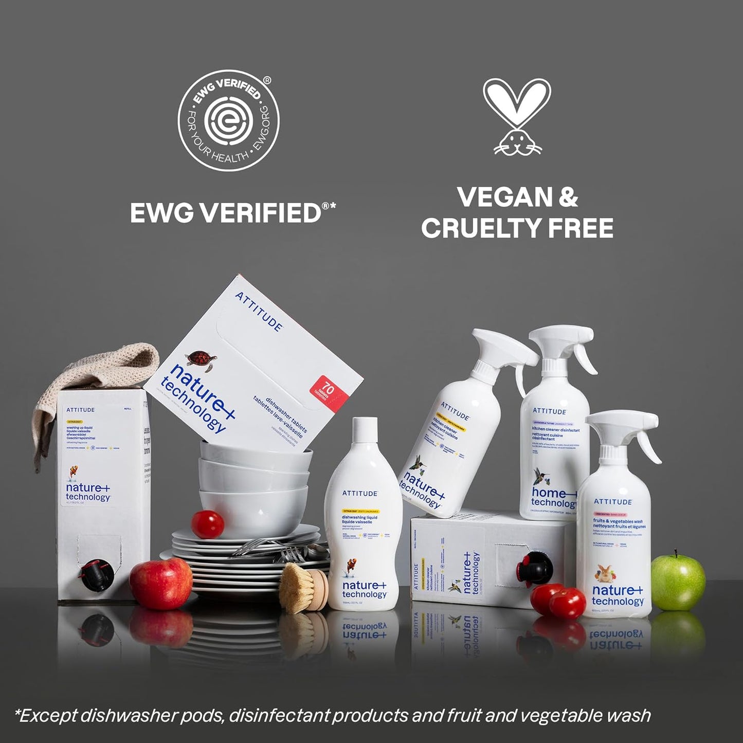 ATTITUDE Liquid Laundry Detergent Refill, EWG Verified, HE Compatible, Plant-Based & Vegan, Natural Laundry Soap, Pink Grapefruit Scent, 160 Loads, 135.26 Fl Oz