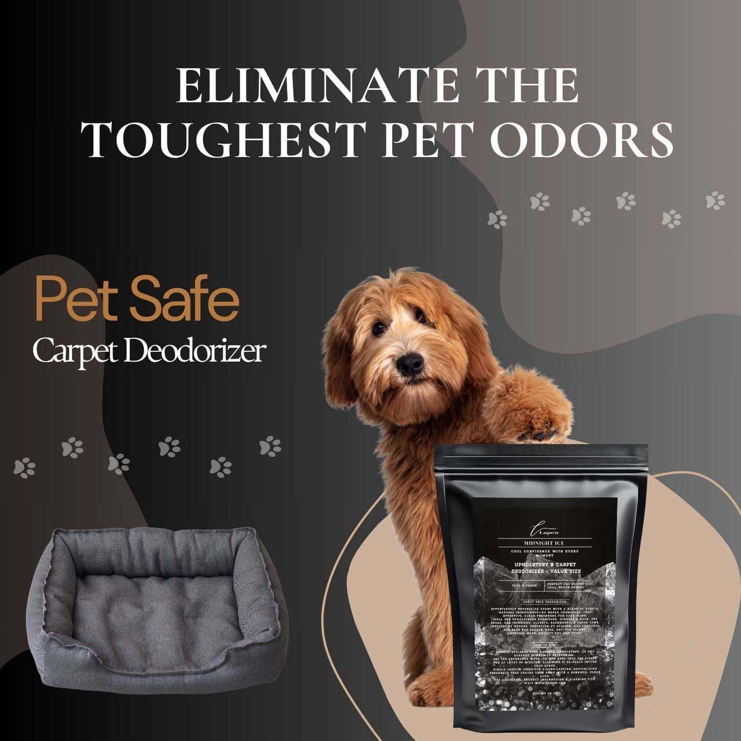 Midnight Ice Carpet Freshener Powder Refill 36 oz | Powerful Odor Eliminator for Home | Upholstery Deodorizer | Carpet Deodorizer | Pet Urine | Cat Litter Box | Black Ice Fragrance