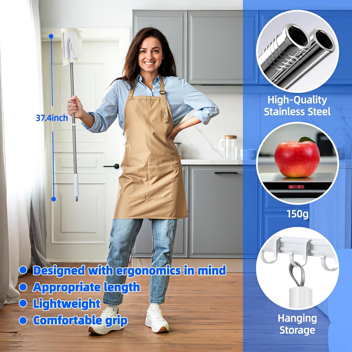 Mini Sweeper Mop No-Touch Dirty Cleaning Flat Dust Mop for Dry Wet Disposable Pads, Multi Surface Mop Floor Mopping and Sweeping Cleaning Head for House Wall Bathroom Toilet Corners Door Window