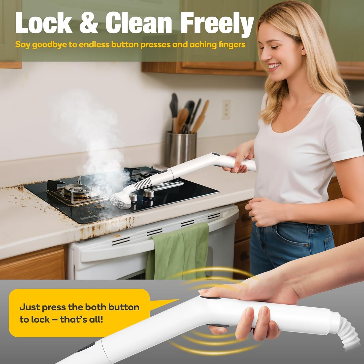 Newbealer Heavy-Duty Steam Cleaner for Home, Stainless Steel Boiler, Steam Mop with 20-Piece Accessories, Max 5 Bar, Multi-Purpose Steamer for Floors, Cars, Furniture, Tiles, and More