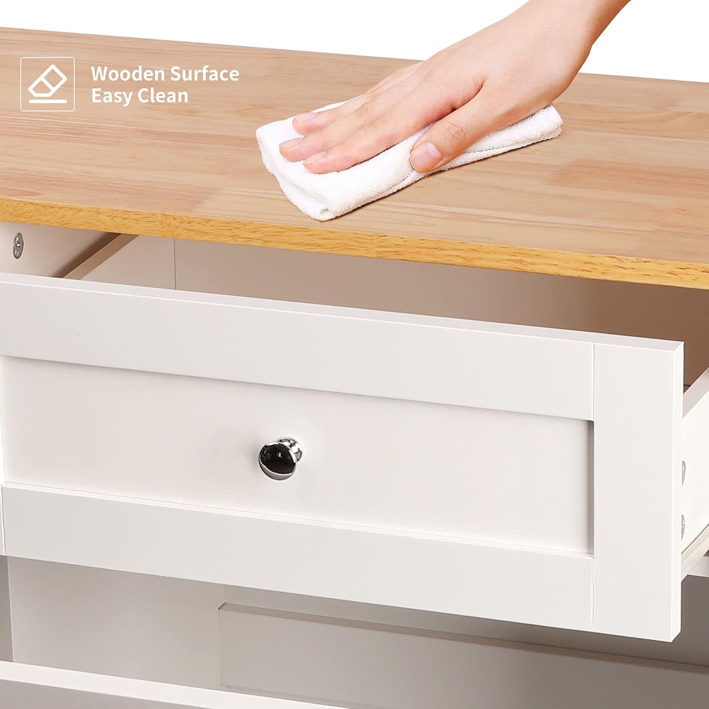 Betterhood Double Tilt Out Trash Cabinet Can Bin Kitchen 20 Gallon Wooden Free Standing Laundry Sorter,Recycling Cabinet with Hideaway Drawer, (White)