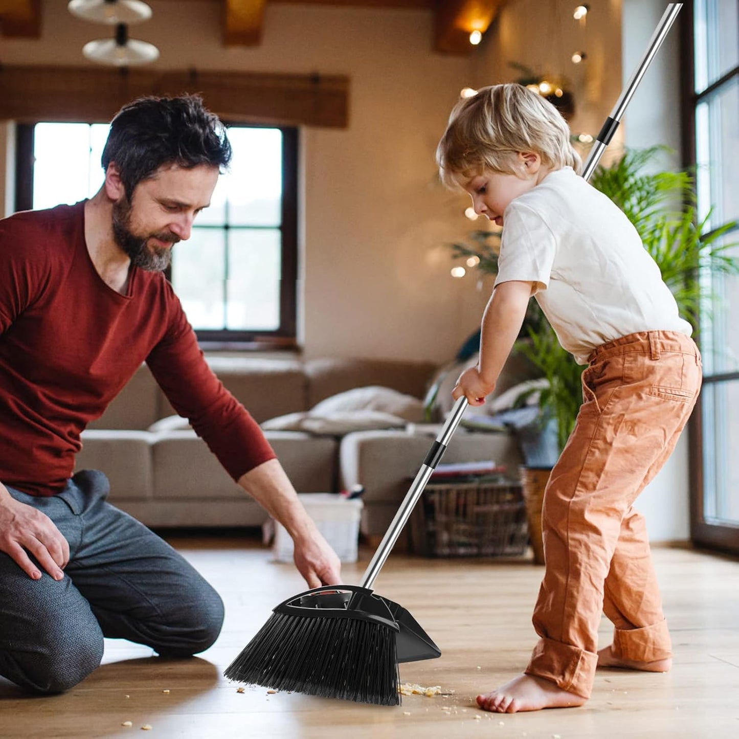 Heavy Duty Black Metal Dust Pan -Handheld Dustpan with Handle, Stainless Steel Large Dustpans with Wide Lip Industrial Dust Pans Precision Edge Small Dustpan for Home/Comfort/Hanging