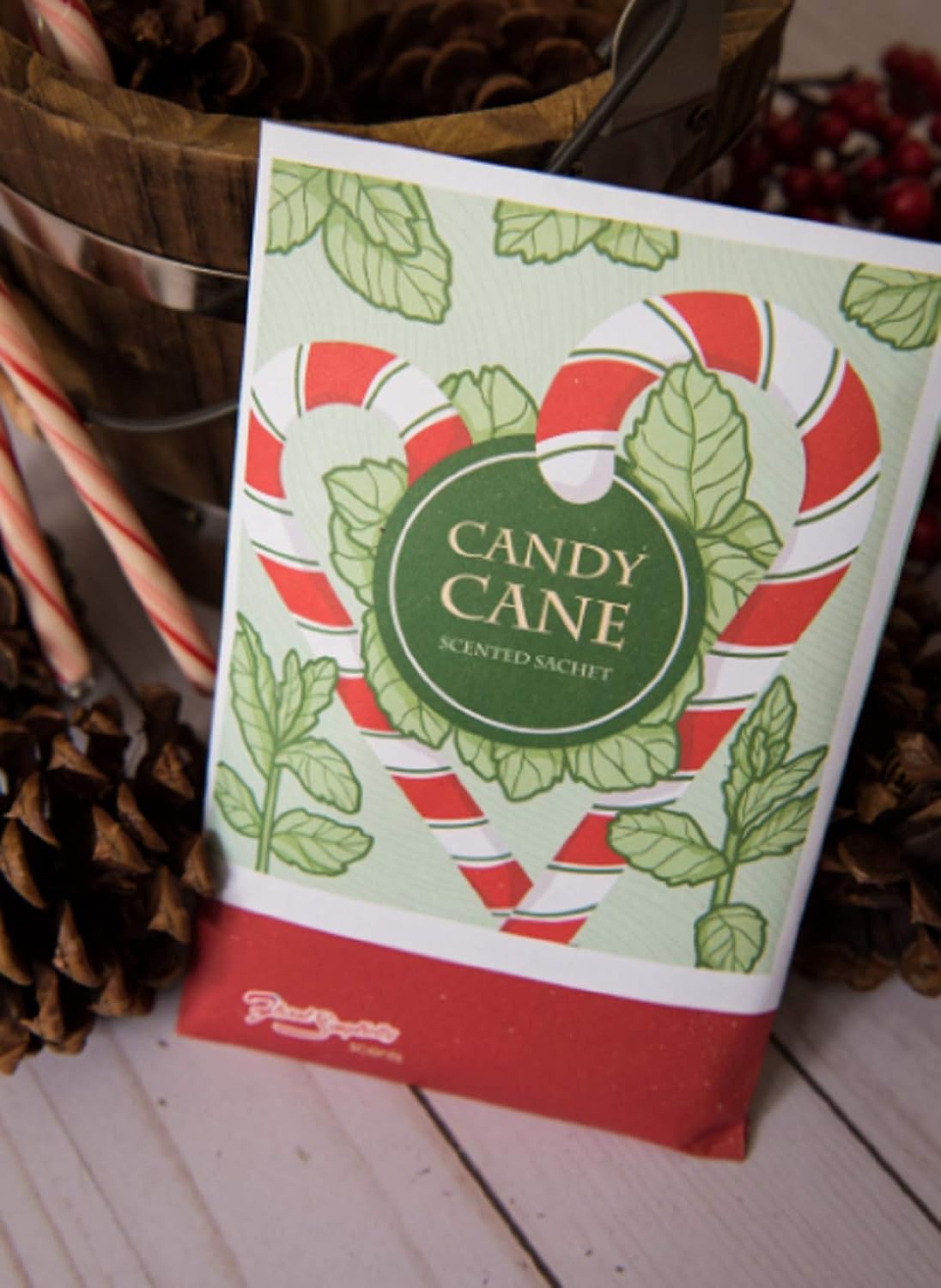 Floral Simplicity Candy Cane Scented Sachets Pack of 6, Fall & Winter - Long-Lasting Scented Bags, Home Fragrance, Air Freshener & Deodorizer for Closet, Room, Drawer, or Cars, Made in USA