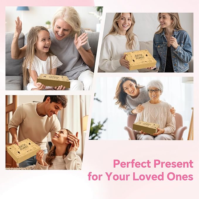 Bath Bombs for Women, 12 PCS Bath Set, Natural Bubble Bathbombs with Shea Butter, Dry Skin Moisturizing, Present for Mother’s Day, Birthday, Valentine’s Day for Mom, Wife, Her, Girls
