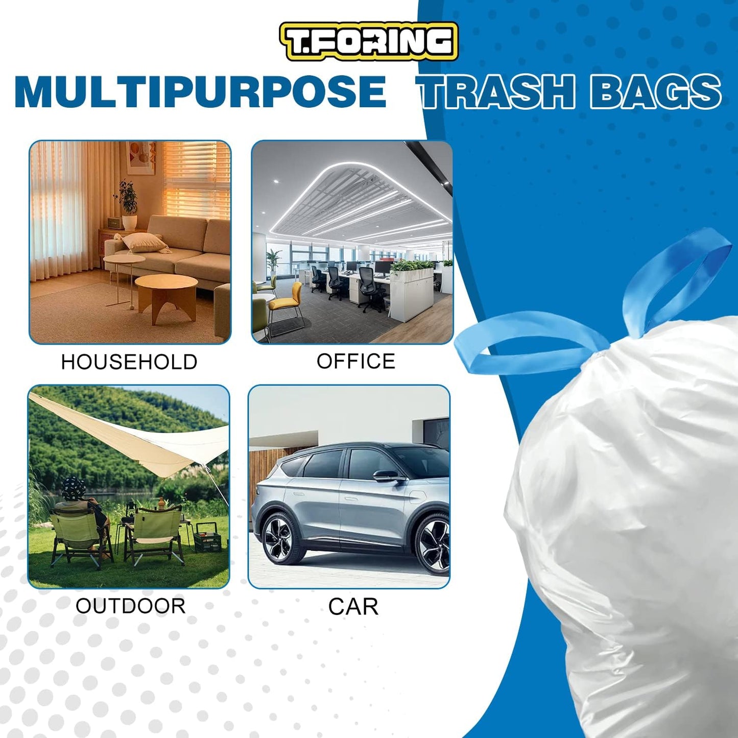 3 Gallon Trash Bags Drawstring 0.96 Mil - 120 Count 12 Liter Small Garbage Bags for Bathroom, Strong White Unscented Plastic Wastebasket Bin Liners for Toilet Office and Bedroom