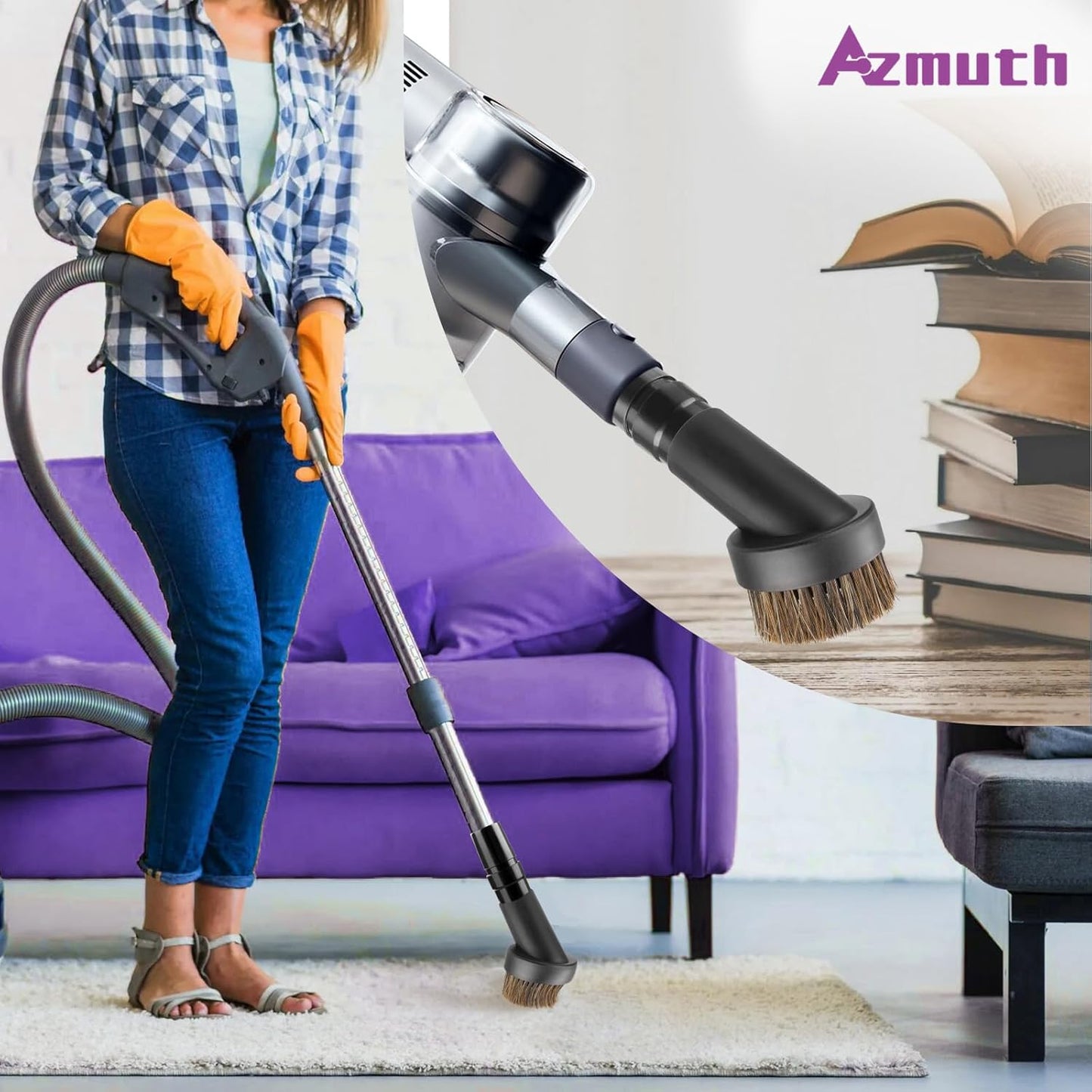 25mm Horse Hair Round Dust Brush, 1.25" Vacuum Brush Attachment with Vacuum Hose Adapter for Shark Vacuum and Shop Vac and Most Household Vacuum Cleaners - 2 Pcs