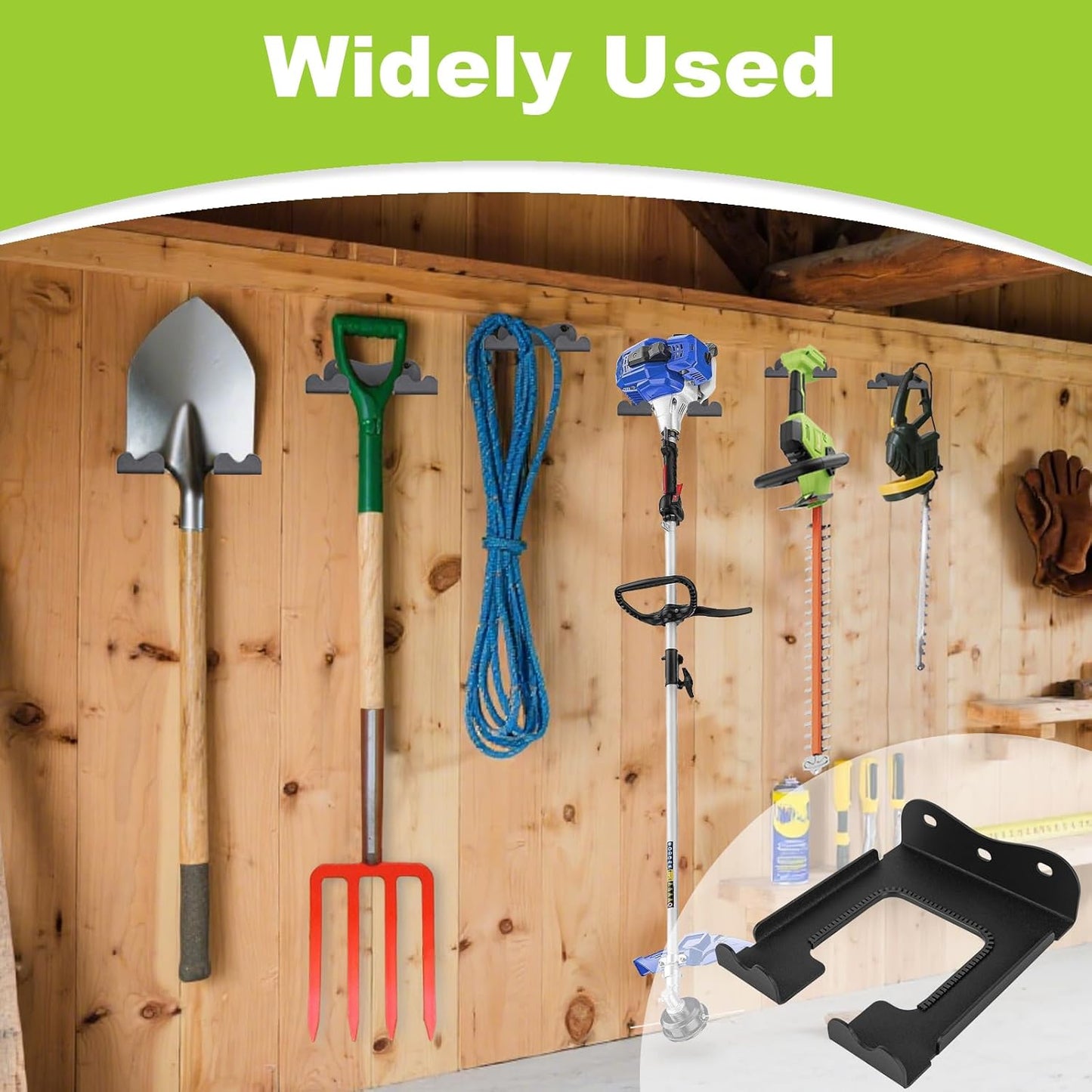 2Pcs Garage Organizer Trimmer Rack,Garden Power Tool Hanger Weed Whackers Holder Wall Mounted for Grass Trimmer, Hedge Trimmer, Garage Trimmer,Garage Organization Storage Shed Organizer