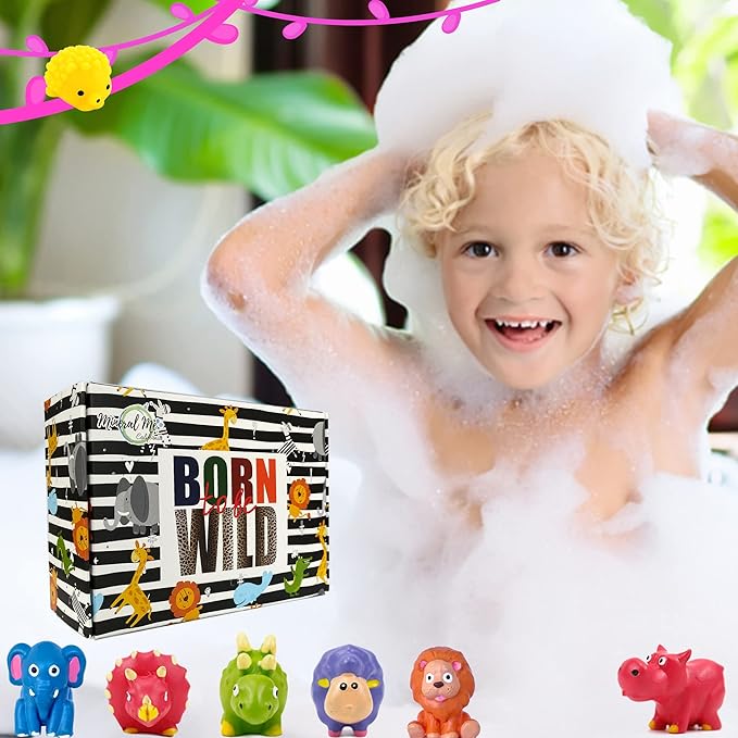 Bath Bombs for Kids with Toys Inside - Organic Bubble Bath Fizzies with Jungle Animal Toys. Gentle and Kids Friendly Spa Bath Balls, Bath Fizz Balls - Birthday Gifts for Toddlers, Boys, Girls