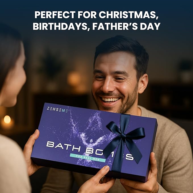 Bath Bombs for Men - Gift Set of 18 Scented Handmade Natural Bath Bombs of 2.5 oz w/Essential Oils, Unique Manly Scents, for Boyfriend, Husband, Father - 18 Pack