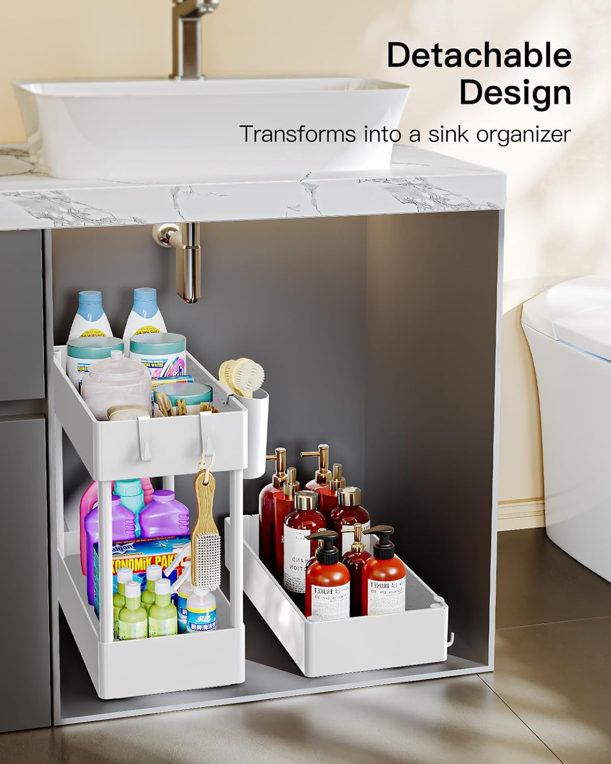 Pipishell Slim Storage Cart with Wheels, Bathroom Cart Organizer Bathroom Storage Small, Rolling Cart for Bathroom, Laundry Room, Kitchen, Narrow Space, White PIUC04W