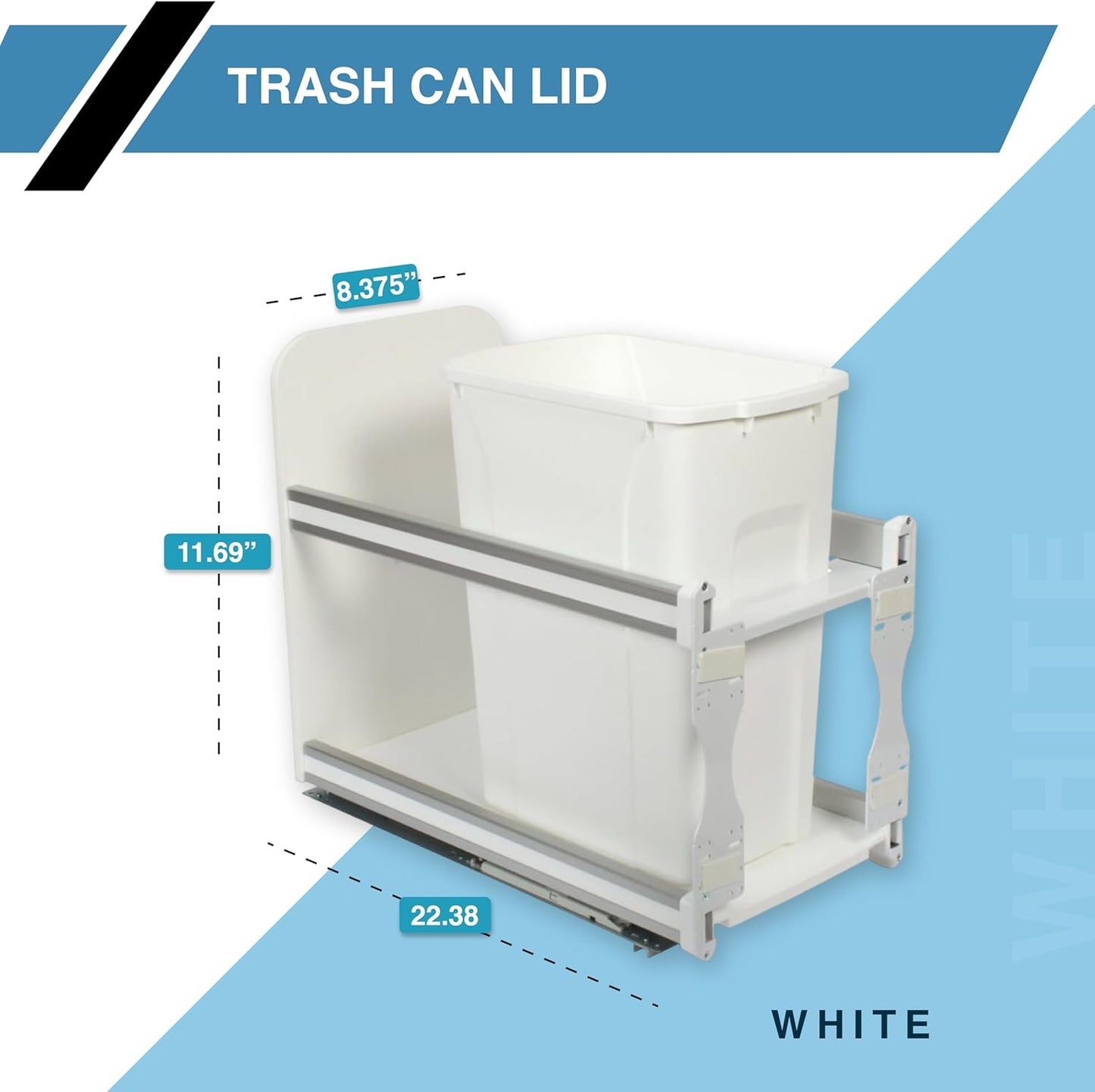 Knape & Vogt QT35LB-WH Trash Can Lid, 1.31-Inch by 14.5-Inch by 9.56-Inch,White