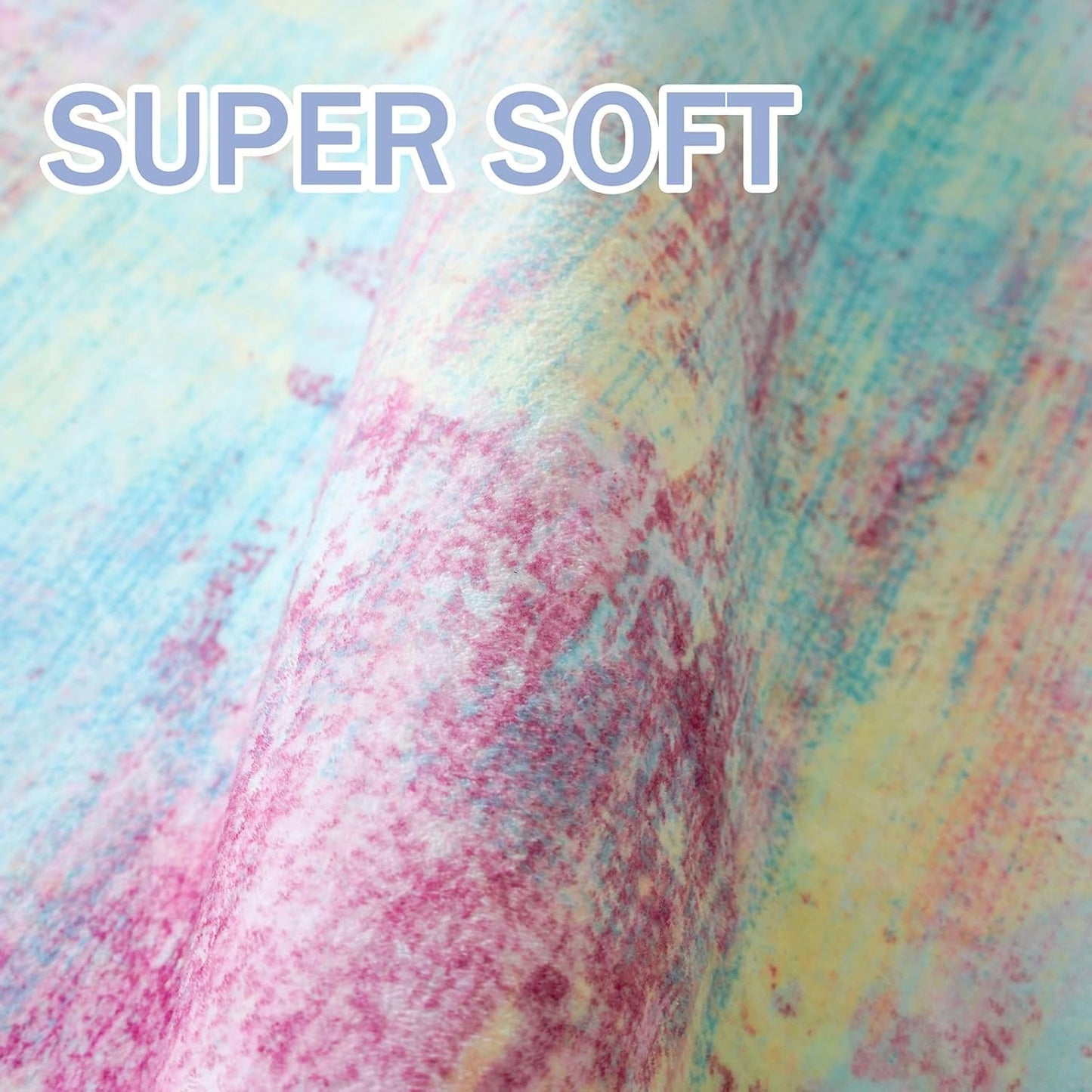 IOHOUZE Round Area Rug 3 Ft Circle Entryway Rugs Round Washable Door Mat Indoor Entrance, Non Slip Circle Front Door Rug, Printed Abstract Faux Wool Floor Carpet for Foyer Porch Sink, Pink Teal