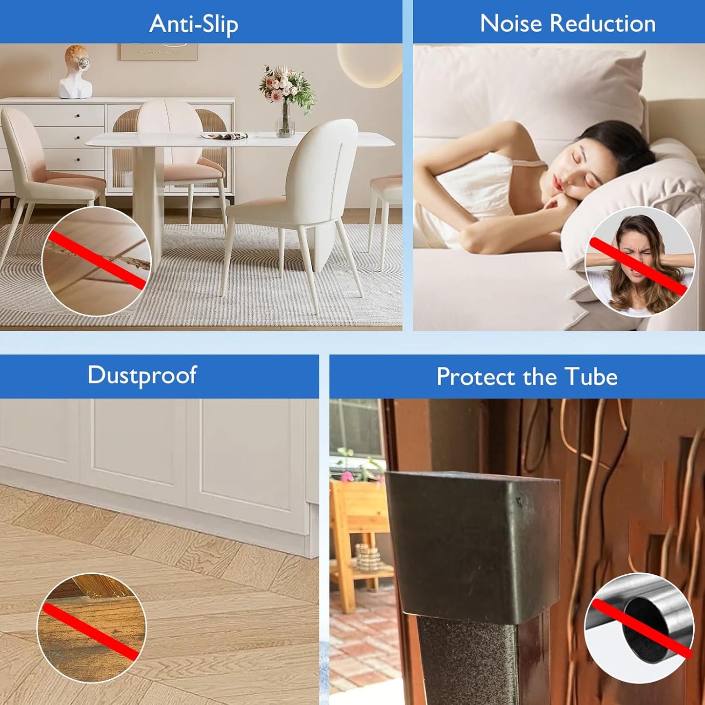 32 Pcs 1-1/4" x 1-1/4" Square Rubber Chair Leg Caps, PVC Table Leg Covers, Flexible & Anti-Slip Furniture Leg End Caps, Chair Leg Floor Protectors for Bar Stool Leg Patio Indoor, Black