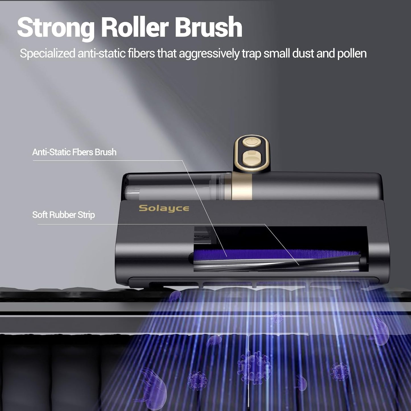 Bed Vacuum Cleaner, 16Kpa Suction 500W Powerful Double Cup Mattress Cleaner, Mattress Vacuum Cleaner with Dust Sensor, Ultrasonic & Heating Tech, HEPA Filter(Corded)