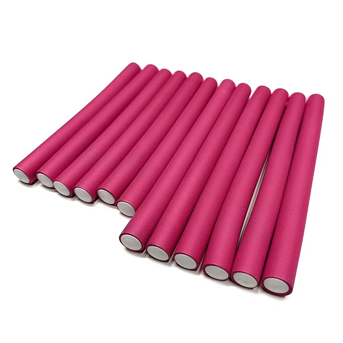 My Beauty Spot Flexi Rods Foam Hair Rollers 5/8" Professional Salon Quality 12 Pcs Rubber Hair Rollers for Long, Medium and Short Hair (Pink)