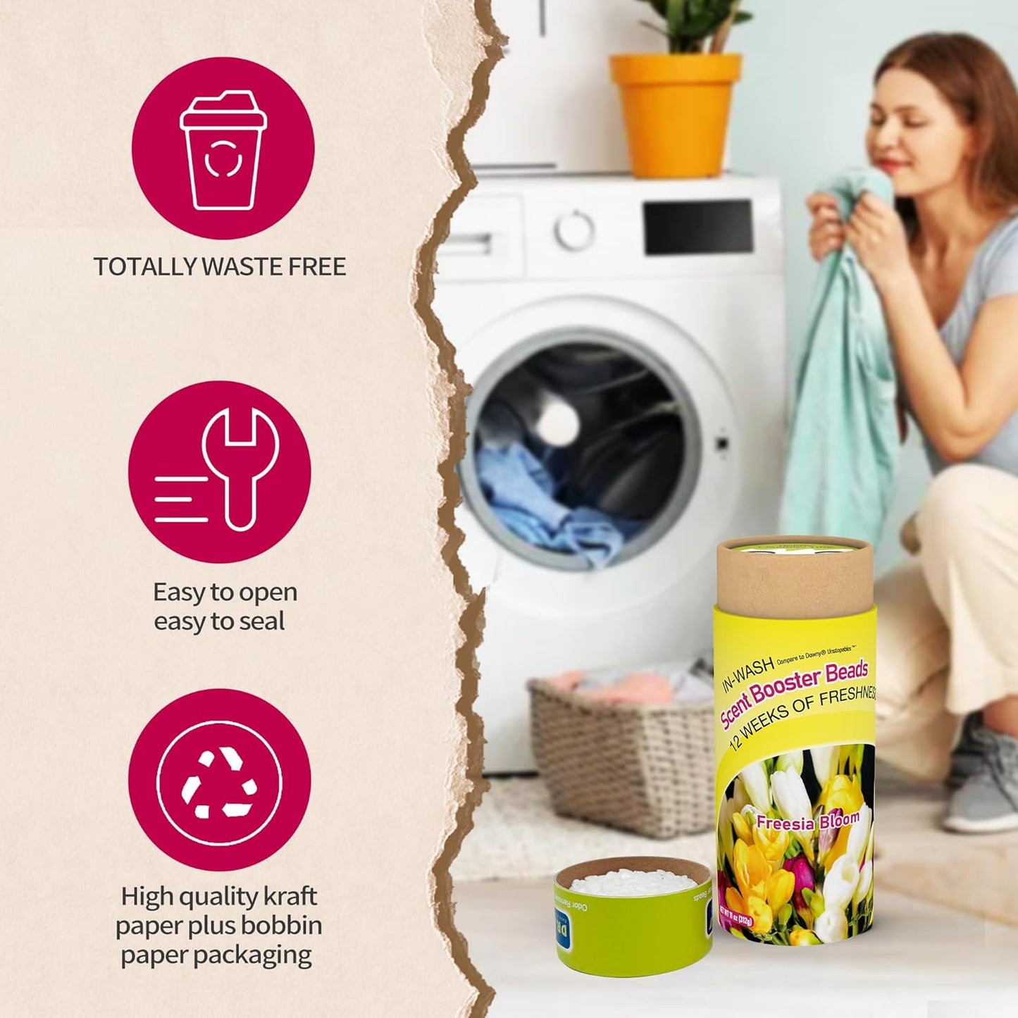 DR.EASY Laundry Scent Boosters 312g,Freesia Bloom Scent Boosters for Washer,Bulk Laundry Booster Beads and fabric scent booster,Fresh Scented Clothes fo 12 Weeks