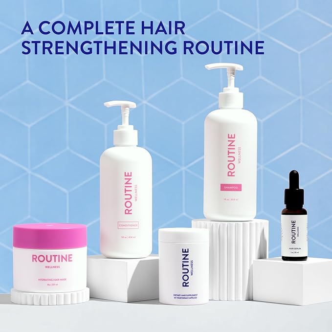 Routine Wellness Anti-Thinning Shampoo for Thinning Hair - Biotin DHT Blocker Women & Men - Color Safe Shampoo for Hair Loss & Healthy Hair - Vanilla Cashmere & Oak 14oz
