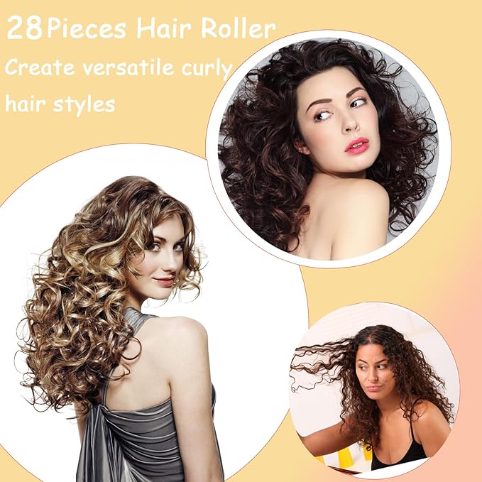 ZMD 28PCS Small Plastic Hair Rollers Set, 0.6In/1.5cm Snap on Rollers Self Grip Hair Curlers Heatless Rollers with Comb Hairdressing Curlers Tools for Women/Men Short Thin Fine Hair (Yellow)