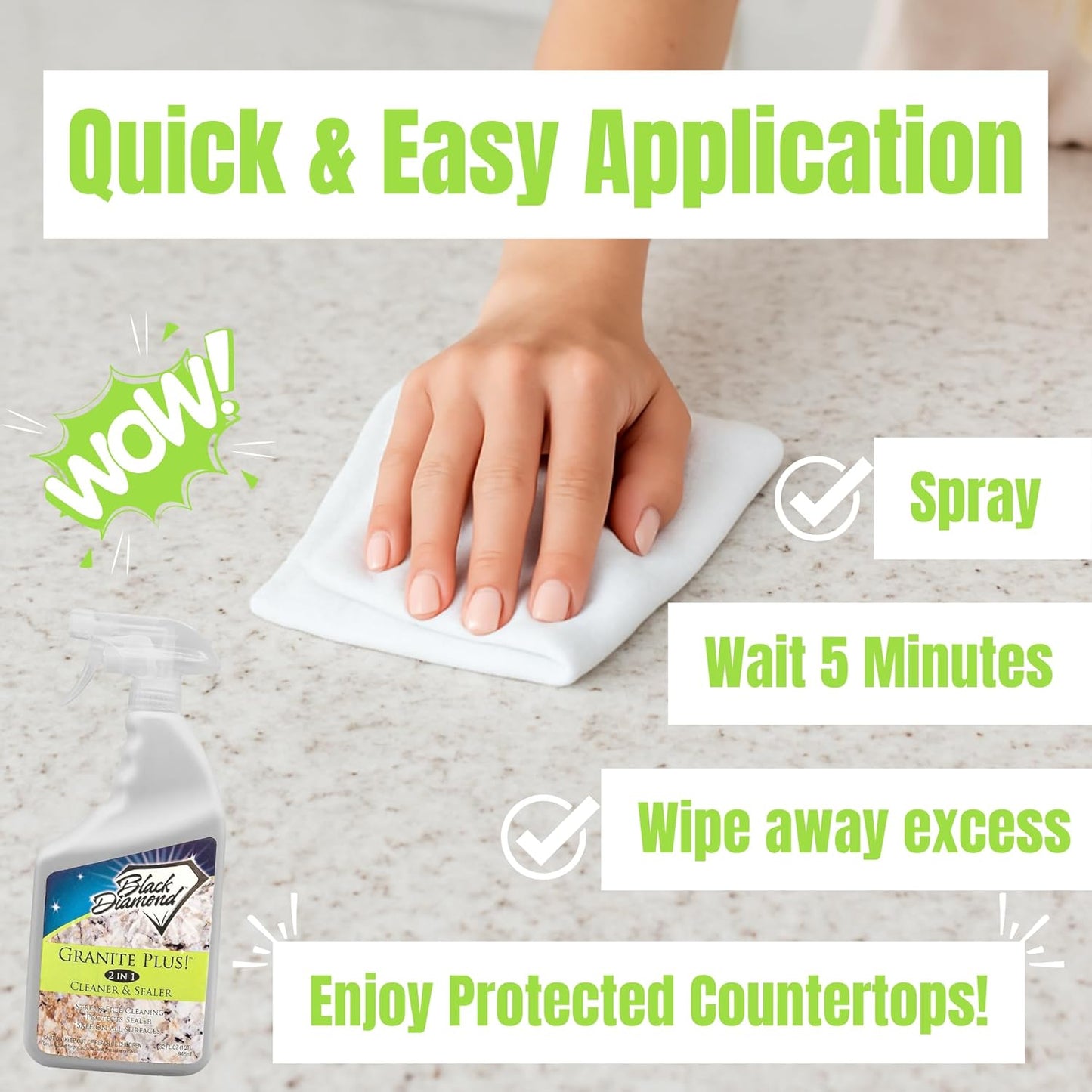 Granite Plus (Cleaner & Sealer) Deep Cleans & Seals All Natural Stone Countertops + Ultimate Grout Cleaner with Brush – Safe for Natural Stone - Acid Free - Lifts Dirt & Stains (2pack)