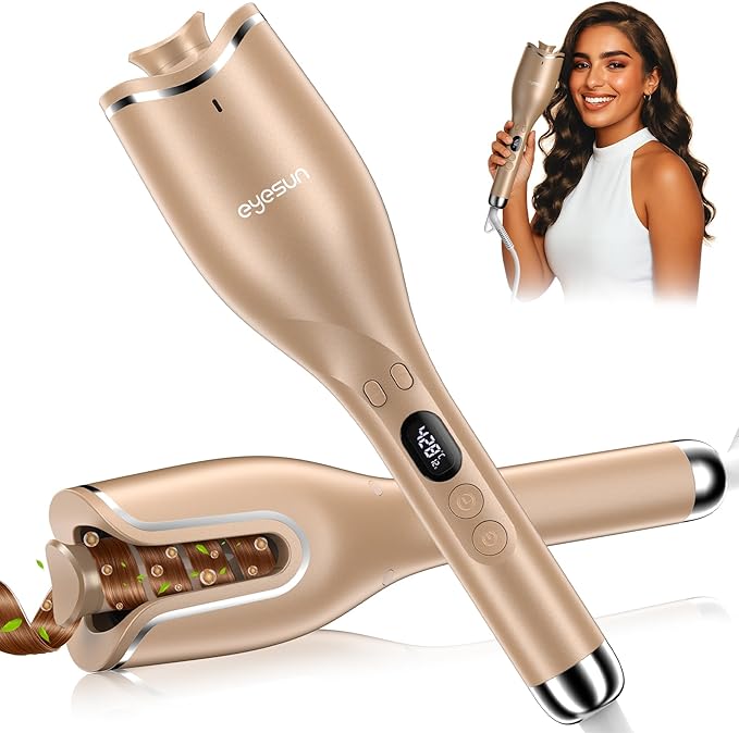 Automatic Curling Iron,Automatic Hair Curler with1"Large Slot Hair Curling Irons,Auto Shut-Off,Anti-Scald,Anti-Tangle Rotating Curlers Iron,Fast Heating Hair Curler Wand for Curls(4Temperature&8Timer)