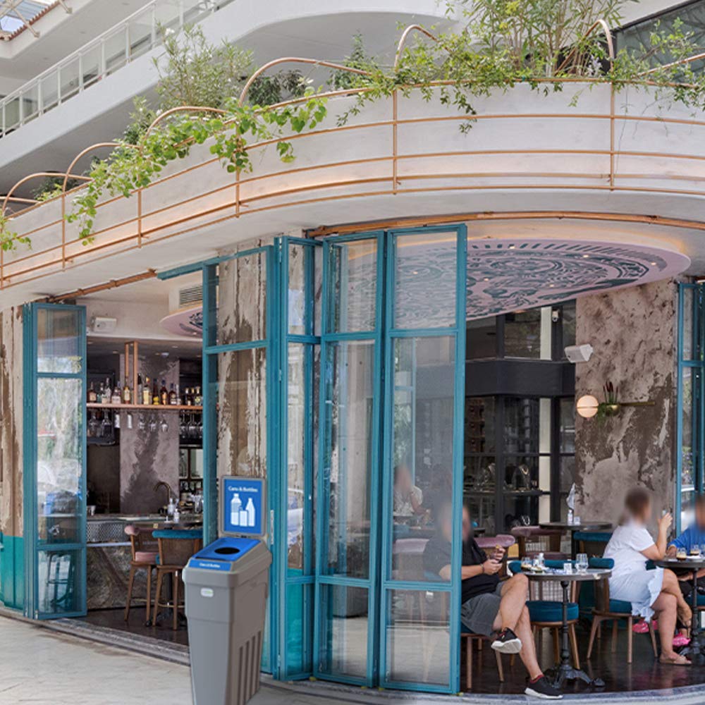 LeanStream Bin - 23 Gallons | 1 Stream | Cans & Bottles Attached Backboard | Grey Color