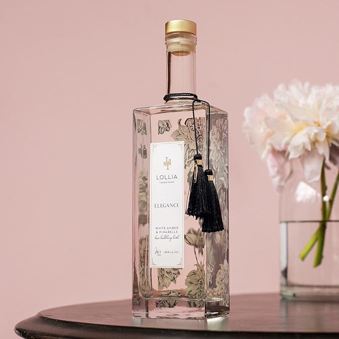 Lollia Elegance Bubble Bath, 24.8 oz, White Amber and Mirabelle, Relaxing Bubble Bath for Women, Bubbling Skin Care, Luxury Beauty for Body, at Home Spa Experience