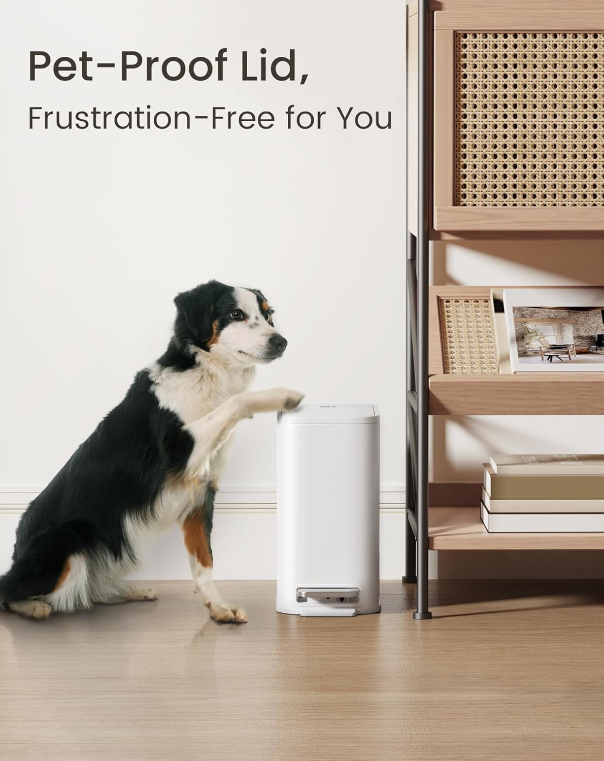 Cesun Small Bathroom Trash Can with Lid Soft Close, Step Pedal, 5 Liter / 1.3 Gallon Stainless Steel Garbage Can with Removable Inner Bucket, Waste Basket for Bathroom, Bedroom (White)