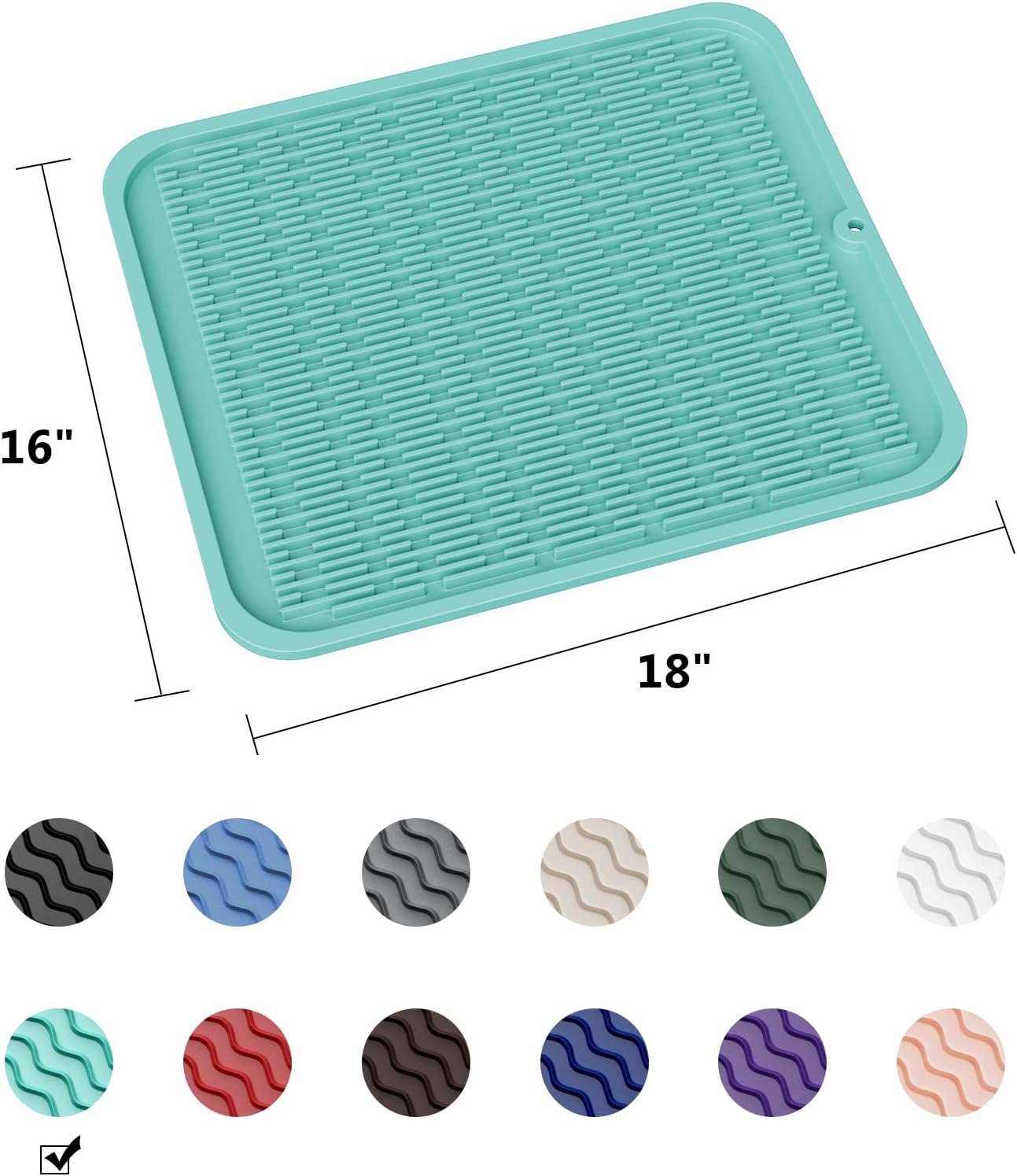 ZLR Silicone Dish Drying Mat for Kitchen Counter, Eco-Friendly Fast Dry Dish Mat, Easy Clean Multi Usage Drying Matt, Heat Resistant Trivet, 16" x 18" XL, Mint Green