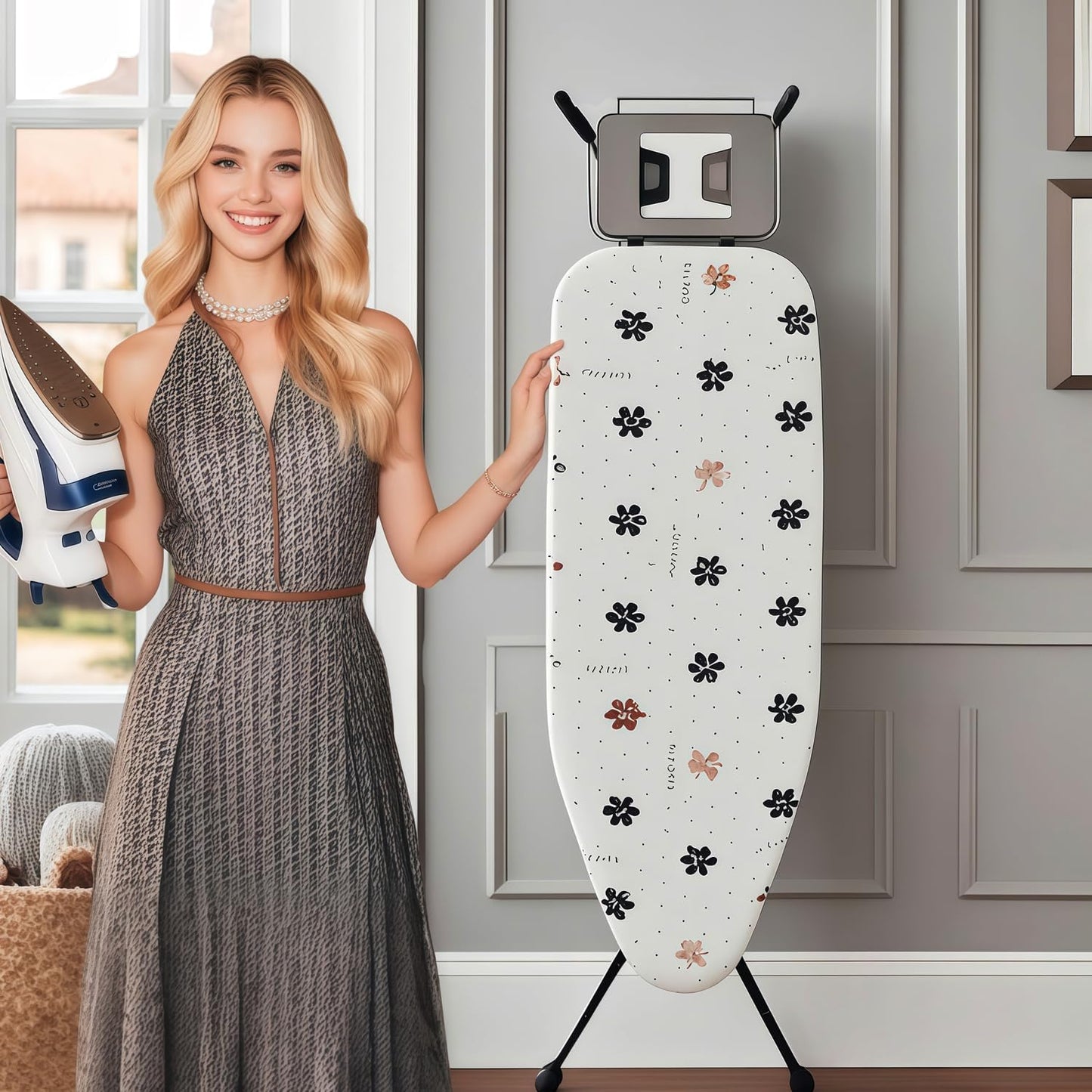 Ironing Board Cover with Two 5MM Thick Feltpads,13"x43"Heat Resistant Replacement Ironing Board Cover and Pad,Fits Standard Ironing Boards,Durability and Easy to Install