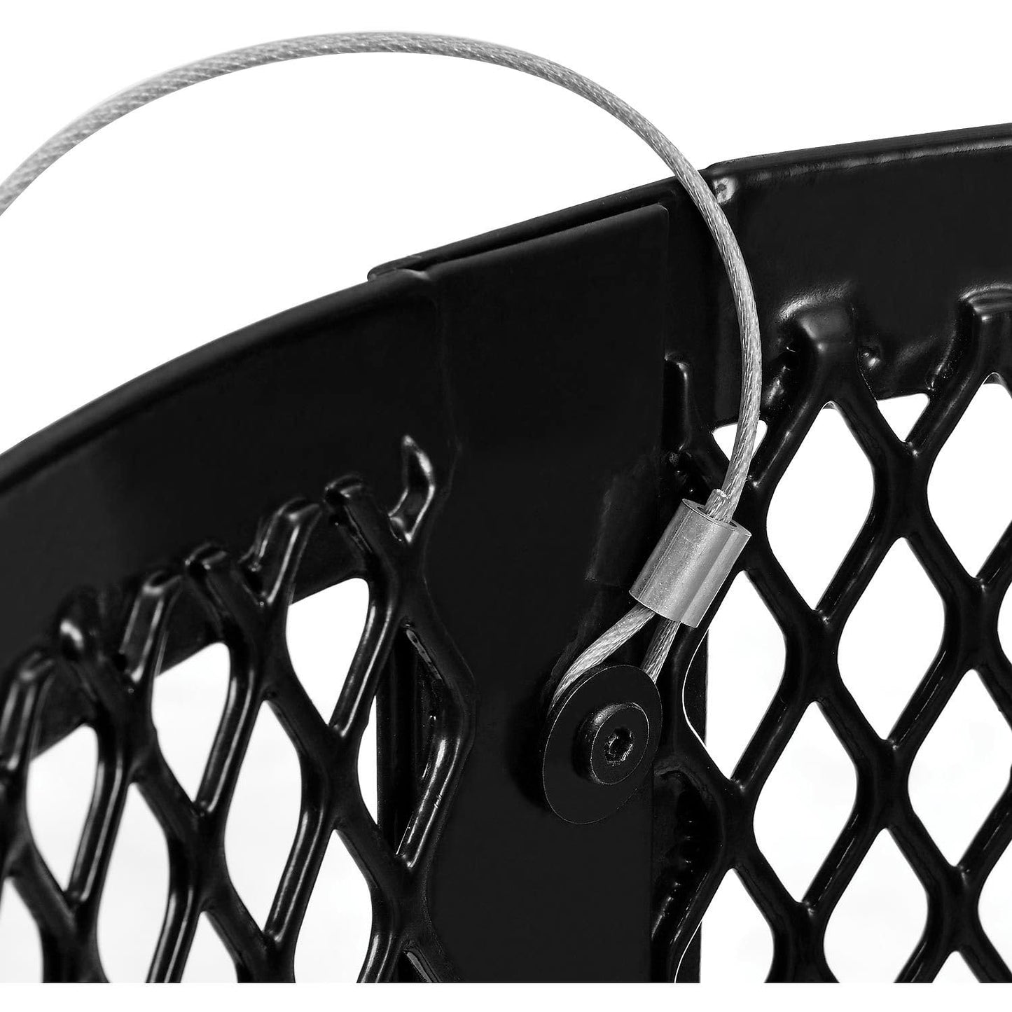 Global Industrial Outdoor Diamond Steel Trash Can with Flat Lid and Plastic Liner, 36 Gallon Capacity, Black, Thermoplastic Coating, 23-1/2" Diameter, 30" H