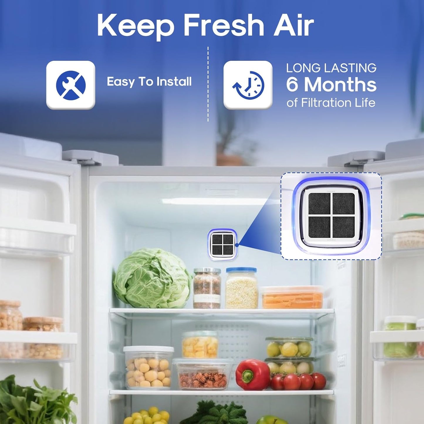 ICEPURE AF004 Refrigerator Air Filter Replacement for LG LT120F, Kenmore Elite 469918, 9918, ADQ73214402, ADQ73214404, ADQ73334008, 4PACK