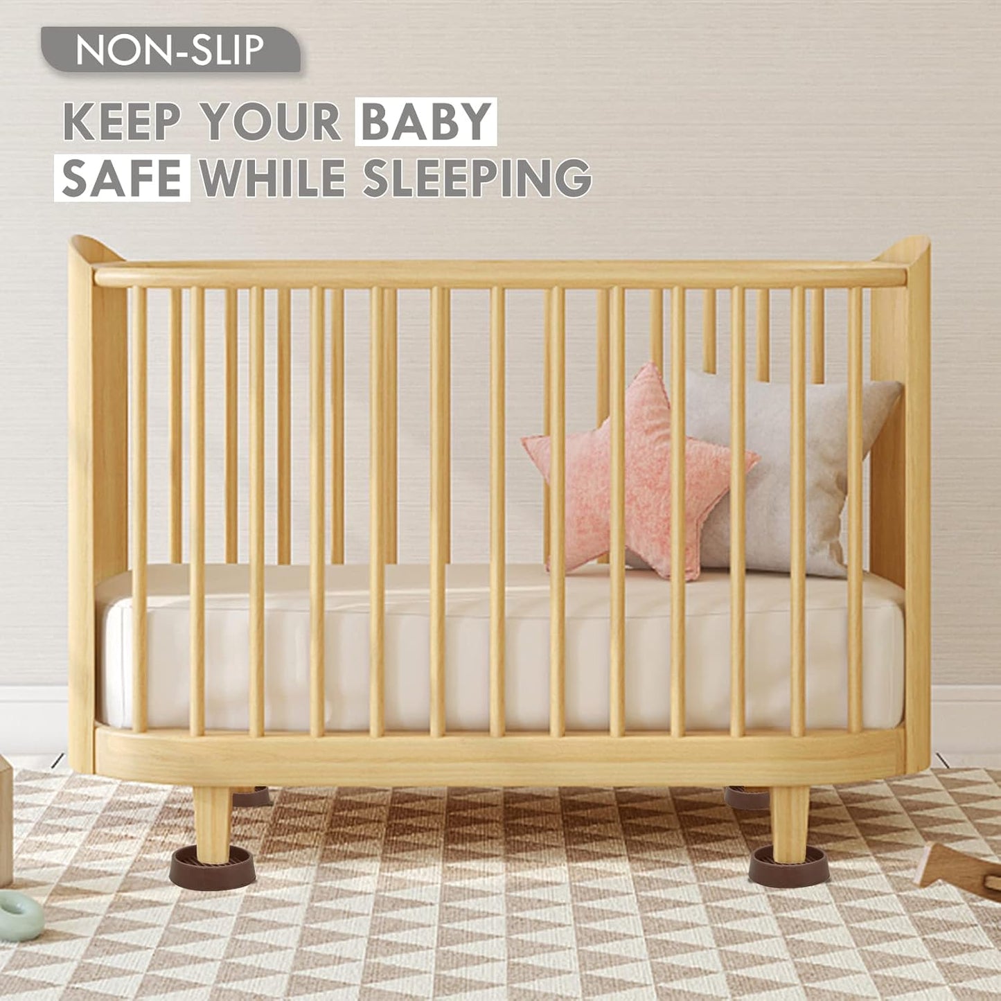 2X2 Round Rubber Caster Cups, Non Slip Furniture Pads, Anti-Slip Gripper, Anti Skid Furniture Feet, Anti Slide Floor Protector for Bed Couch Table Chair Stoppers (Brown, 4 Pack)