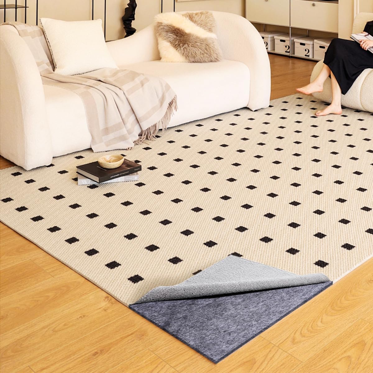 Extra Large Area Rug Pad, 9x12 Ft Cushioned Carpet Pad, Thick Felt Pad for All Floors, Keeps Rug in Place Soft