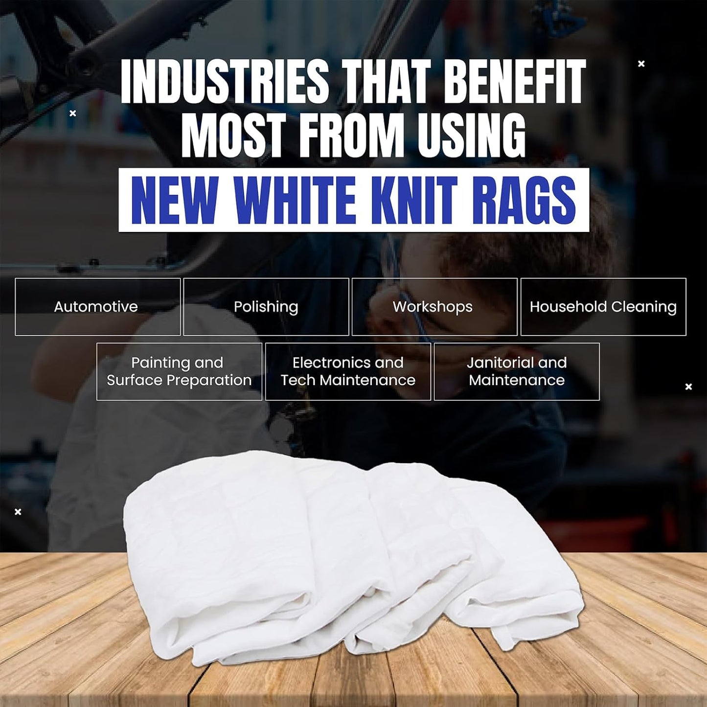 Premium White T-Shirt Cleaning Rags (600 lbs. Pallet 120x5 lbs. Bag) ā White Cotton Rags for Cleaning, Staining, Painting, Oil, Grease & Dust Removal ā Shop Rags Bulk for Multipurpose use