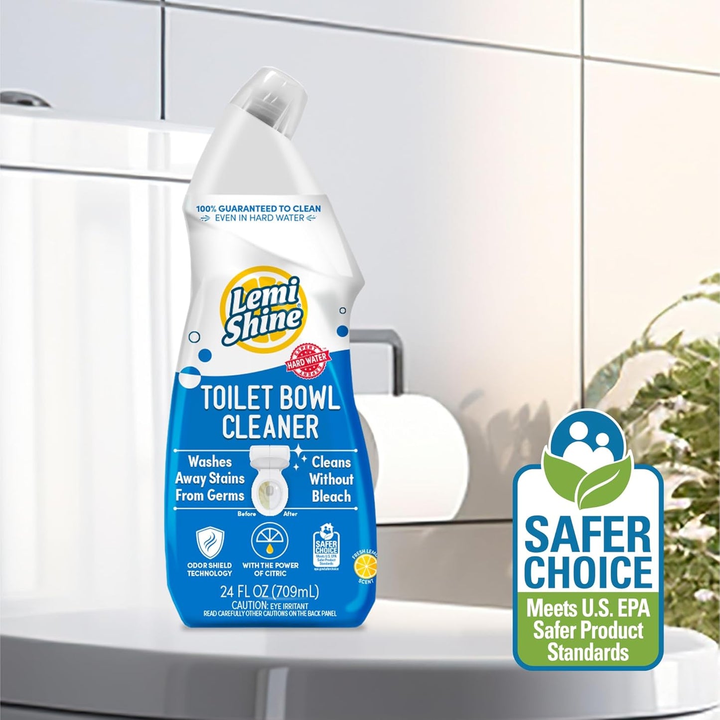 Lemi Shine Toilet Bowl Cleaner - Bleach-Free Toilet Cleaner - Removes Tough Stains and Odor - 24 fl oz (3 Pack)