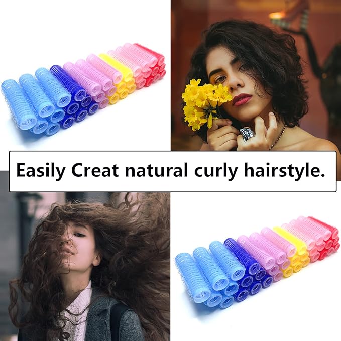 36PCS Self Grip Small Hair Curlers Heatless Roller Hair Curlers Pro Salon Hairdressing Curler DIY Curly Hairstyle Hair Rollers Tools Rat Tail Comb for Women Medium Short Hair(0.6 x 2.4 Inch)