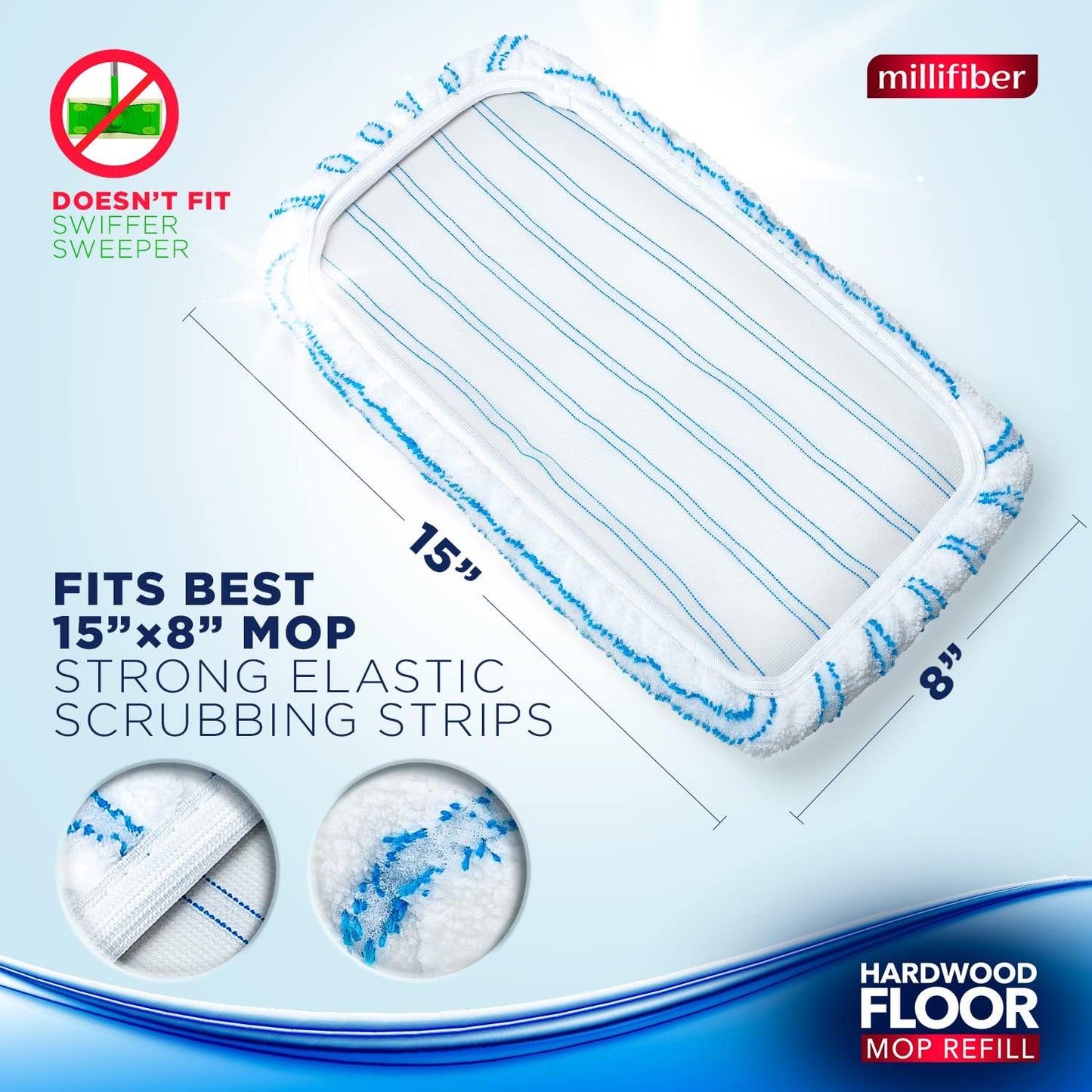 Microfiber Mop Refills 15x8 Inches, 24-Pack (Mop is Not Included)