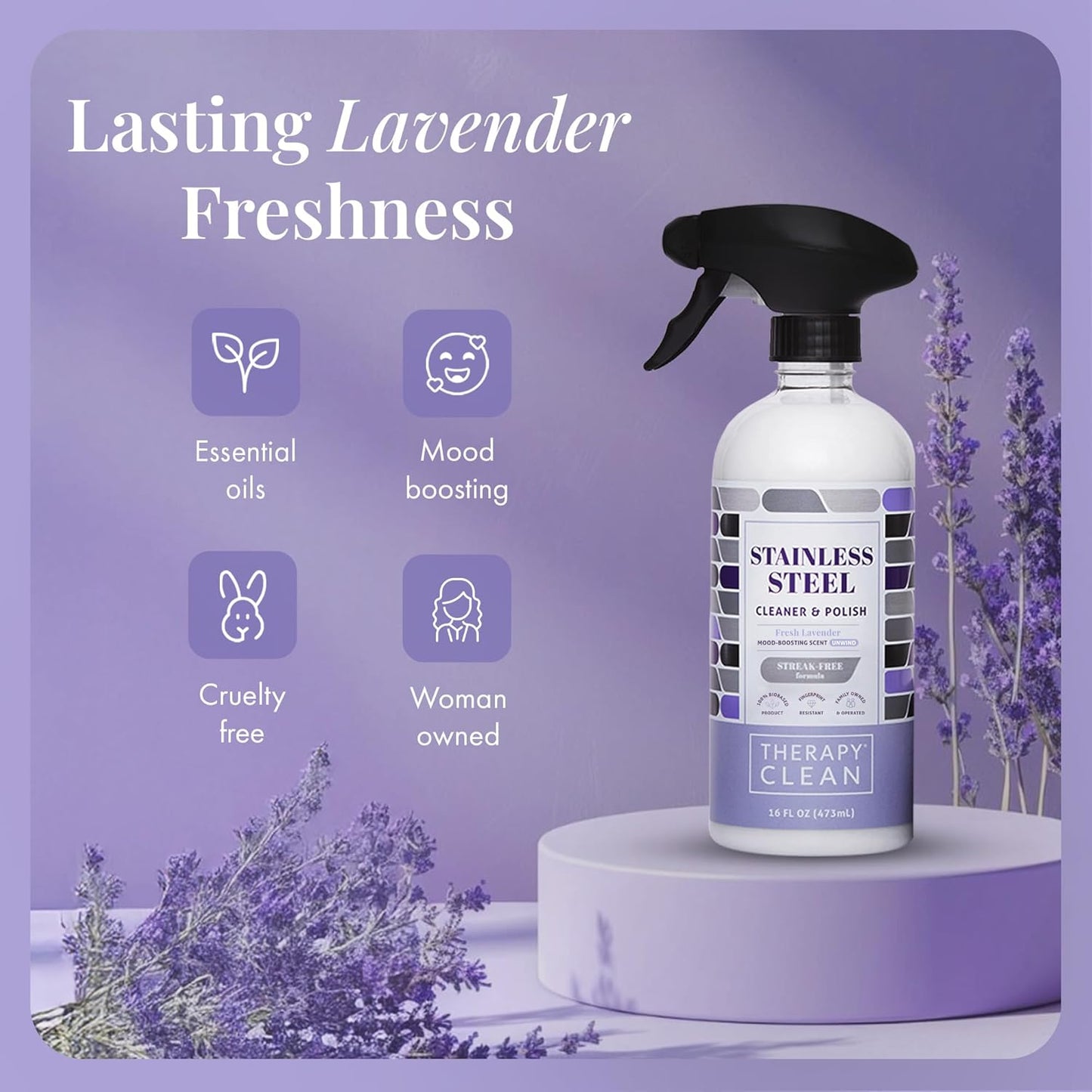 Therapy Stainless Steel Cleaner Bulk Refill - 64 oz. - Streak-Free, Removes Fingerprints and Water Marks from Appliances and Grills