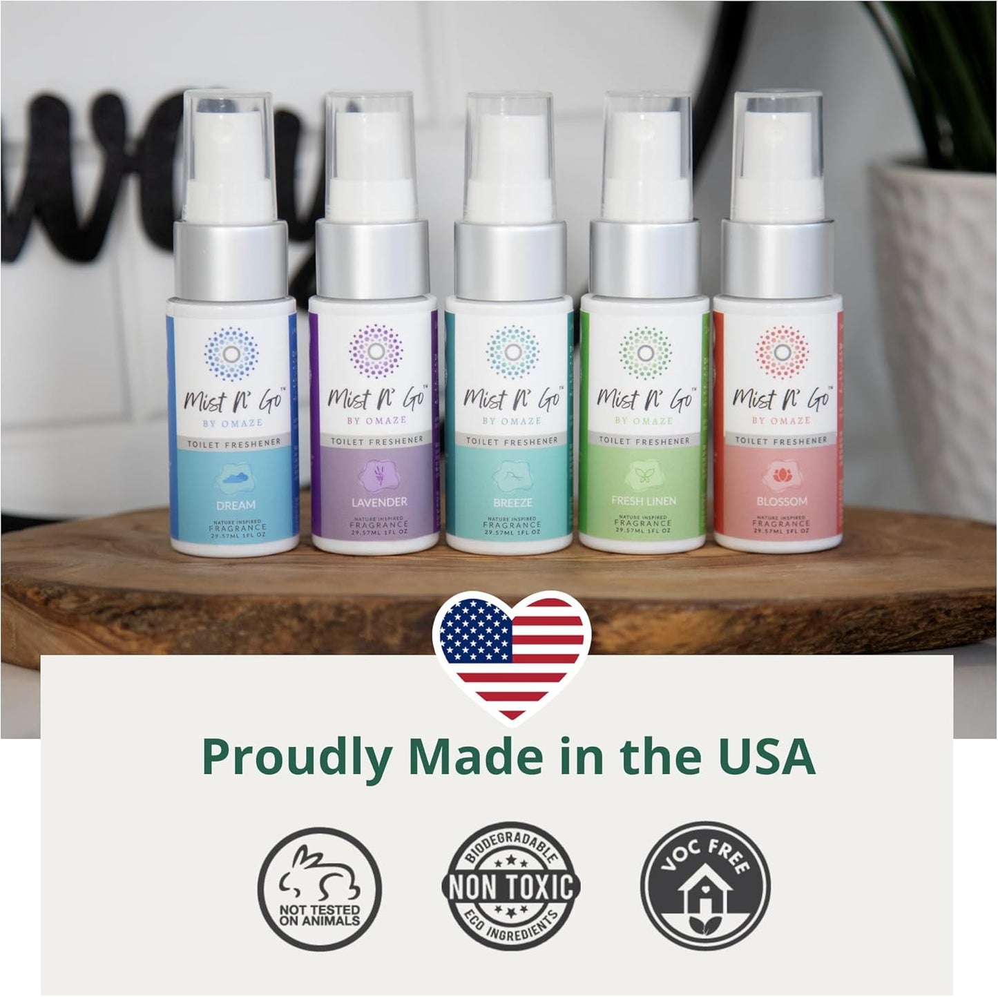 Mist N’ Go by Omaze Travel Bathroom Spray for Toilet Spray Odor Eliminator - Travel Toilet Spray for Bathroom Air Freshener Spray for Bathroom Deodorizer - Breeze Travel Size (1oz x2)