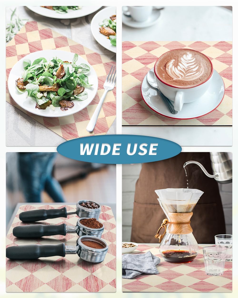 AMOAMI Coffee Mat Hide Stain Rubber Backed Absorbent Dish Drying Mat for Kitchen Counter - Fits Under Coffee Maker or Machine - PINK 17x31.5