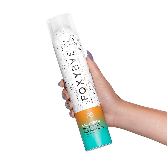FoxyBae Coco Beach Hydrating Dry Shampoo – Waterless Biotin & Vitamin E Spray for All Hair Types – Absorbs Oil, Adds Volume & Texture – Sulfate & Paraben-Free with Beachy Coconut Scent – 7 fl oz