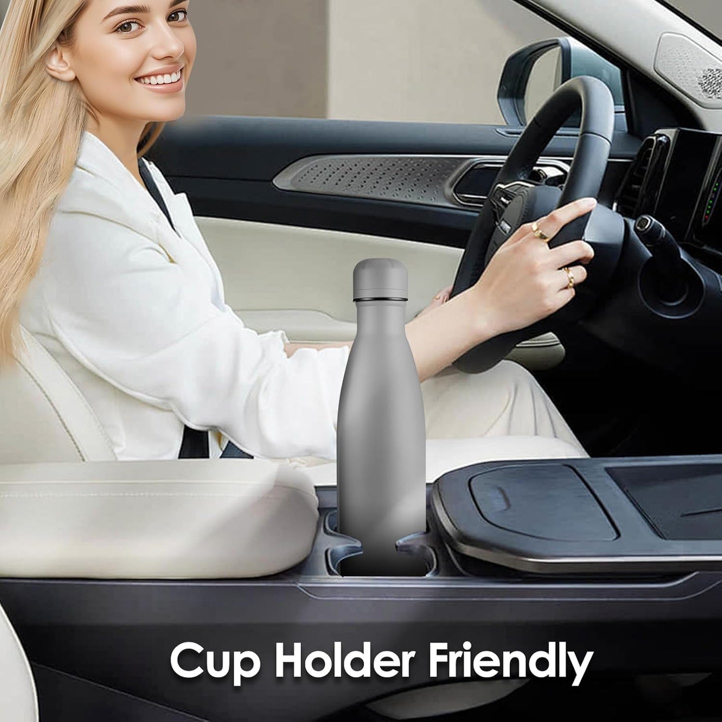 17oz Cola-Bottle Shaped Stainless Steel Leak-proof Water Bottle,Double Wall Vacuum Insulated Metal,Travel Mug For Sports Indoors & Outdoors,BPA-Free School Kids Flasks,Gray(8 Pack)