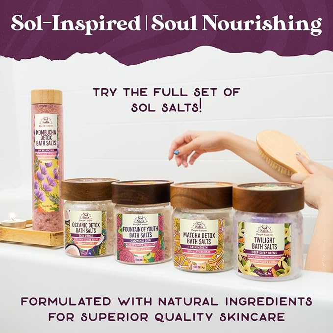 PURPLE CANYON SolSalts Twilight Deep Sleep Bath Salts 10oz | Magnesium-Infused Sandalwood & Vanilla Aromatherapy with Clay Crumbles