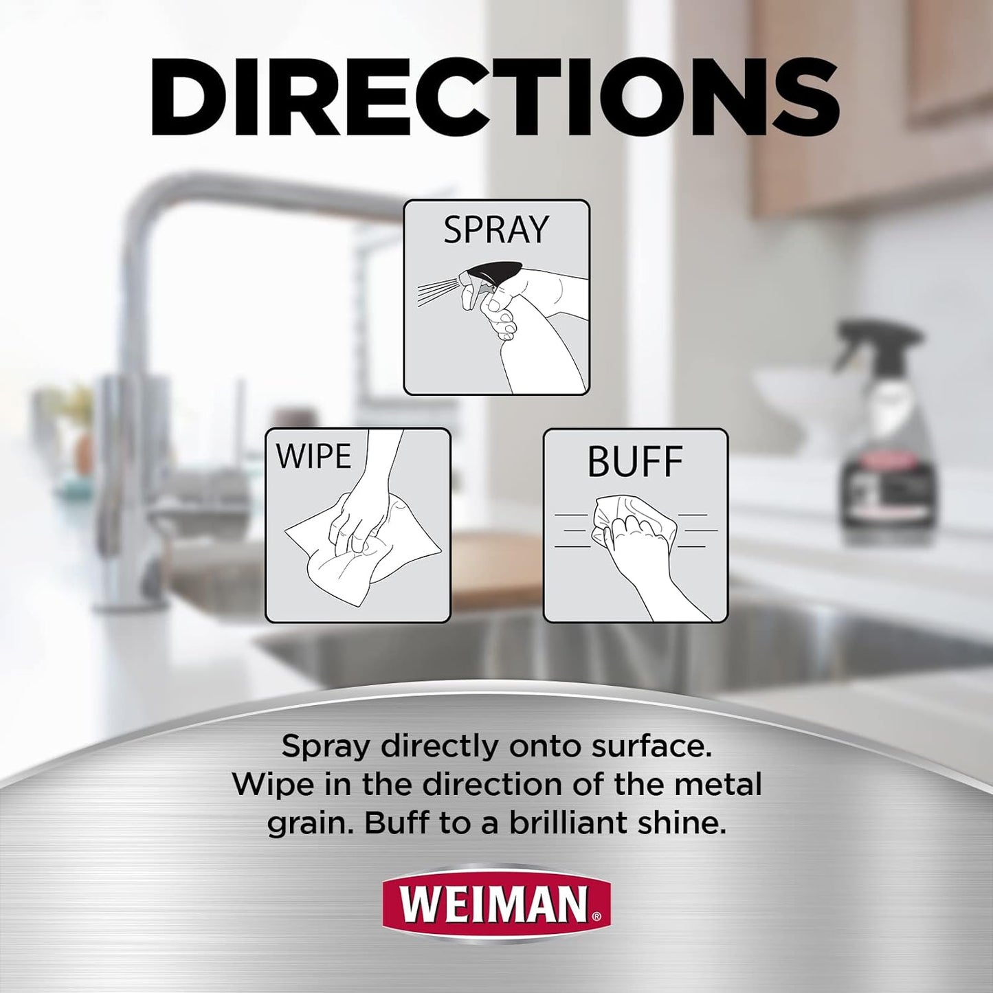 Weiman Stainless Steel Cleaner and Polish - 2 Pack - Removes Fingerprints, Residue, Water Marks and Grease from Appliances w/Buffing Towel