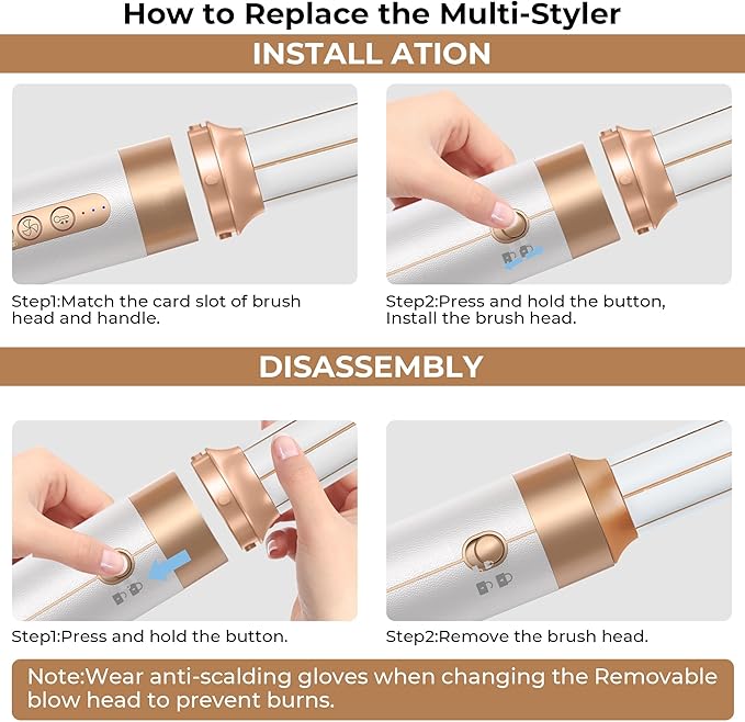 Hair Dryer Brush 7 in ONE, Detachable Fast Drying, Volumizing, Curling, Straightening, Ionic Hair Dryer with Diffuser, Powerful Blow Dryer Brush with Auto- Wrap Curler, Hair Styling Tools Storage Case