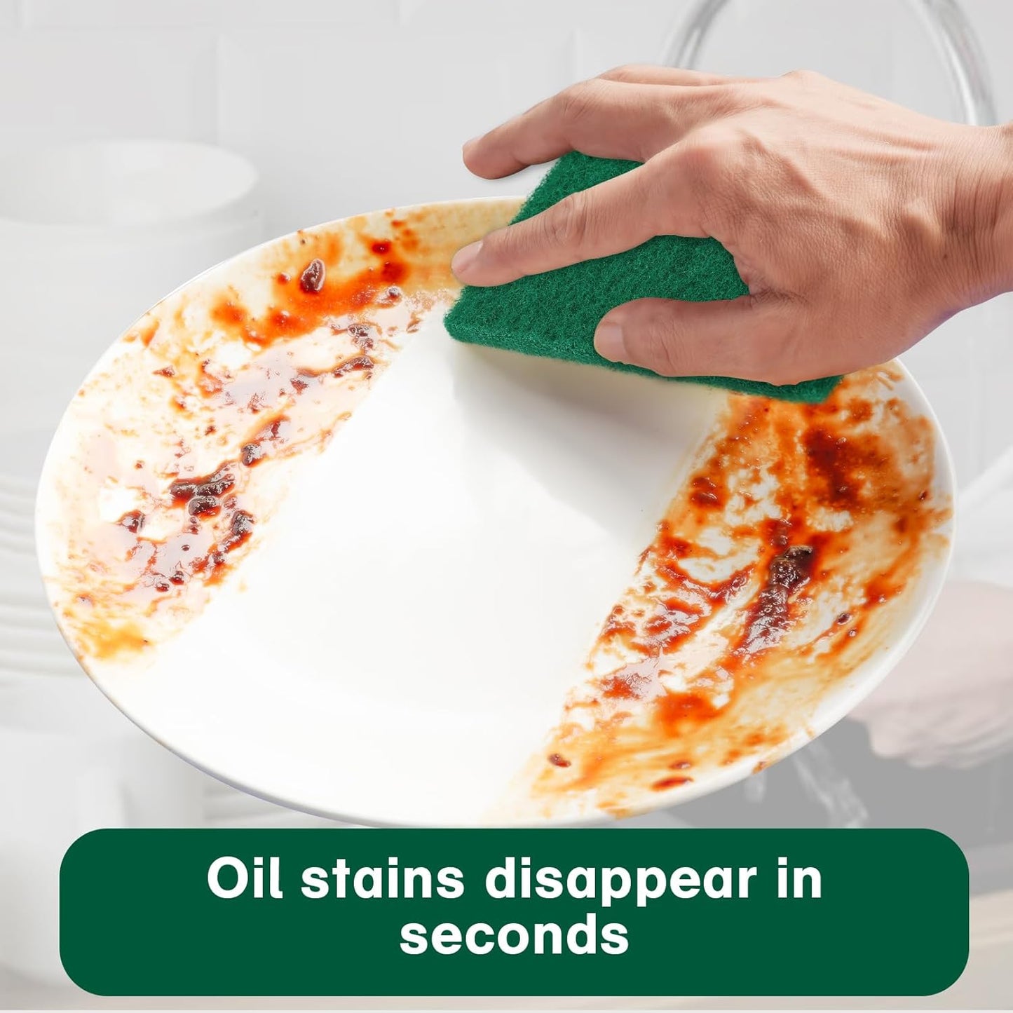 100 Pcs Scouring Pads,Heavy Duty Scour Pads,Dish Scrubber Scouring Pads,Non Scratch Scrubber Pads,Reusable Green Household Scrub Pads for Dishes Kitchen Scrubbers & Metal Grills,3x4in