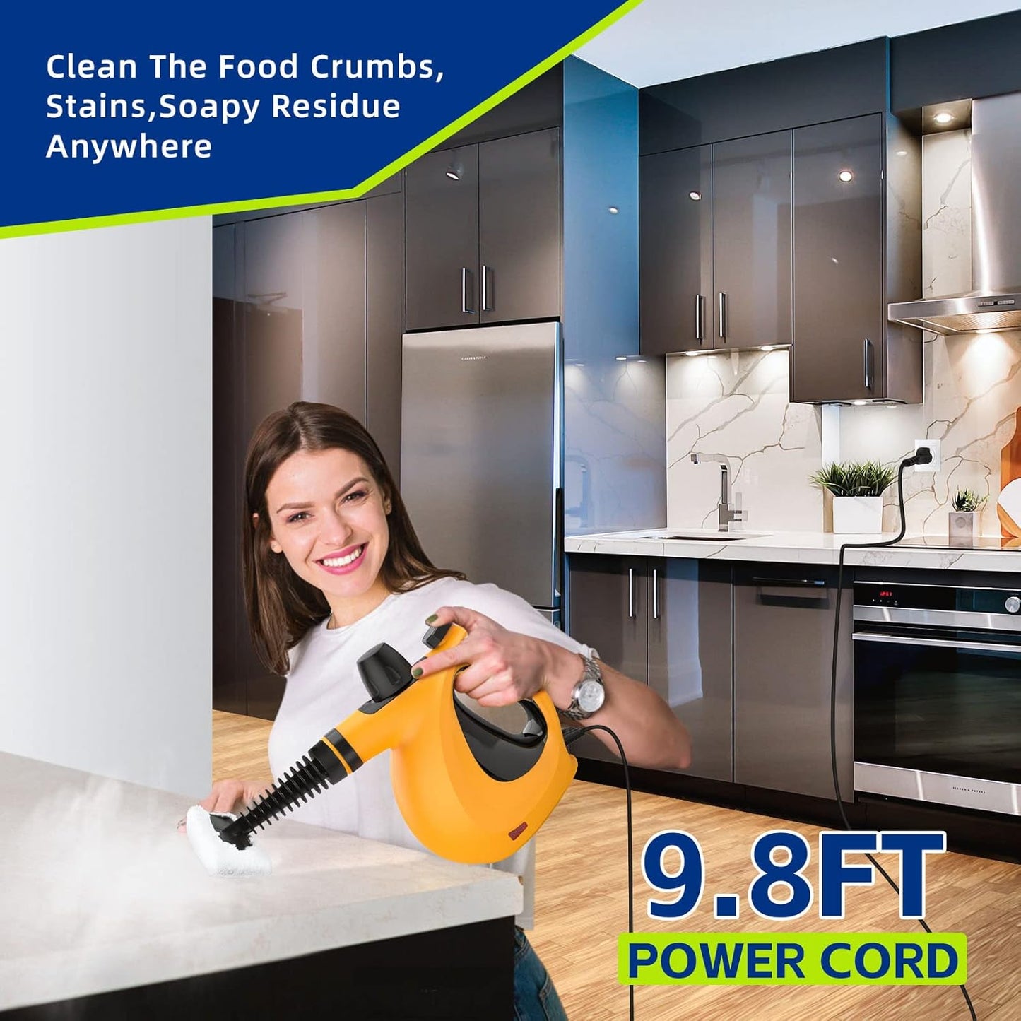 Handheld Steam Cleaner, Pressurized Multi-Surface Steam Cleaner with 11pcs Accessories, Chemical Free Multi-Purpose Steam Cleaners for Home Use, Steamer for Cleaning Floor, Tile, Windows, Couch, Grout