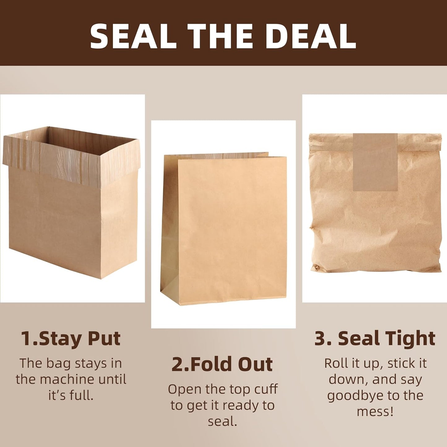 (15-Pack) Calvana Super Strong Compactor Bags, Heavy-Duty Kitchen Paper Trash Bags with Leak Proof Plastic Liner, Fits GE Model Compactors with Rectangular Containers, Includes 15 Sticker Seals